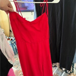 Elegant Red Spaghetti Strap Dress